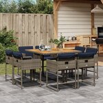 vidaXL Ensemble à manger de jardin 9 Pièces coussins gris résine tressée