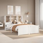 vidaXL Lit bibliothèque sans matelas blanc 160x200 cm bois pin massif