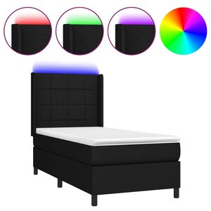 vidaXL Sommier à lattes de lit matelas LED Noir 90x190 cm Tissu