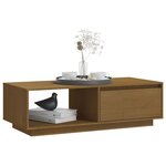 vidaXL Table basse marron miel 110x50x33 5 cm bois de pin massif