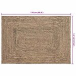 vidaXL Tapis de surface Rectangulaire Naturel et Noir 120 x 170 cm