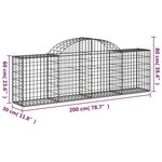 vidaXL Paniers à gabions arqués 50 Pièces 200x30x60/80 cm Fer galvanisé