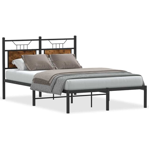 vidaXL Cadre de lit sans matelas chêne fumé 120x200 cm bois ingénierie