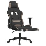vidaXL Chaise de jeu de massage avec repose-pied Noir et taupe Tissu
