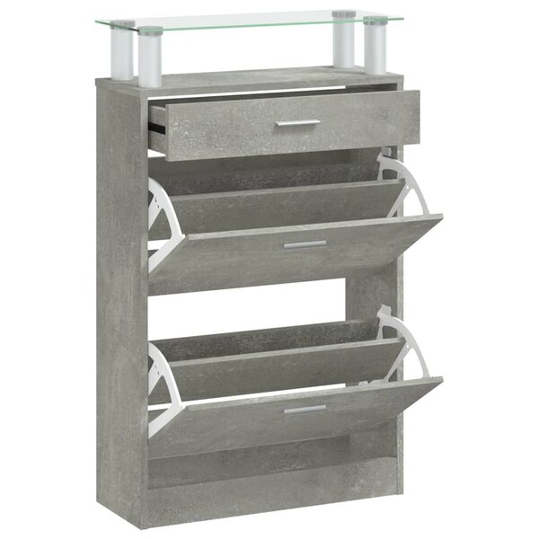 vidaXL Armoire à chaussures Gris béton 63x24x104 cm Bois d'ingénierie
