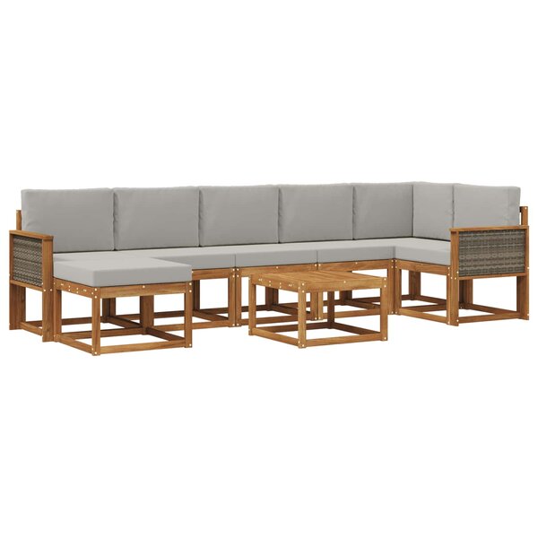 vidaXL Ensemble de canapés d'extérieur 8 pc Naturel et gris clair