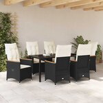 vidaXL Ensemble de salle à manger pour jardin 7 Pièces Noir Poly rotin