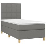 vidaXL Sommier à lattes de lit avec matelas Gris foncé 80x200 cm Tissu