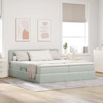 vidaXL Lit de rangement LED avec matelas Gris clair 200 x 200 cm