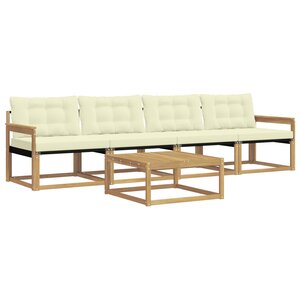 vidaXL Ensemble de canapés d'extérieur 5 Pièces Blanc et crème