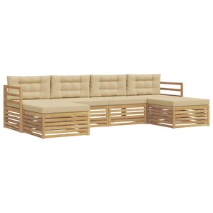 vidaXL Ensemble de canapés d'extérieur 6 Pièces Blanc et Beige