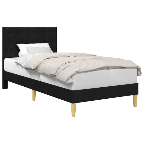 vidaXL Cadre de lit avec tête de lit Noir 90 x 200 cm Tissu