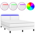vidaXL Sommier à lattes de lit avec matelas et LED Blanc 140x190 cm