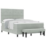 vidaXL Lit à ressorts avec matelas Gris clair 160 x 200 cm Velours