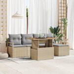 Ensemble de canapé de jardin 6 pièces avec coussins Beige en Rotin