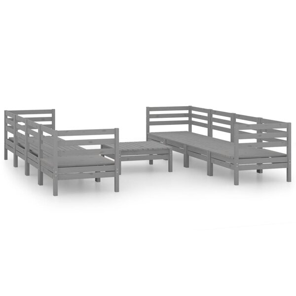 vidaXL Salon de jardin 9 Pièces Gris Bois de pin massif