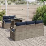 vidaXL Ensemble de canapé de jardin avec stockage 6 Pièces Gris polyrotin
