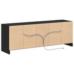 vidaXL Meuble TV avec LED en chêne noir  139 5x34x50 cm  en bois d'ingénierie