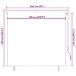vidaXL Store roulant d'extérieur 160x250 cm Crème