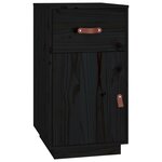 Bureau table poste de travail meuble d'ordinateur informatique étude avec armoires 135 x 50 x 75 cm bois massif de pin noir 02_0023403