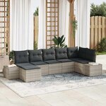 vidaXL Ensemble de canapé de jardin 7 Pièces Gris clair Poly rotin