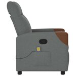 vidaXL Fauteuil inclinable de massage en tissu gris foncé