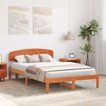 vidaXL Cadre de lit avec tête de lit Brun cire 120 x 190 cm Pin massif