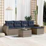 vidaXL Salon de jardin 6 Pièces avec coussins gris résine tressée