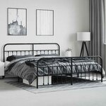 vidaXL Cadre de lit métal sans matelas avec pied de lit noir 200x200cm