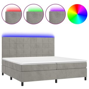 vidaXL Sommier à lattes de lit matelas et LED Gris clair 200x200 cm