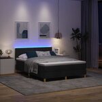 vidaXL Lit à ressort LED avec bandes LED Noir 140 x 190 cm tissu