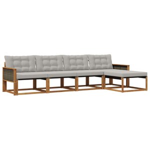 vidaXL Ensemble de canapés d'extérieur 5 pc Naturel et gris clair