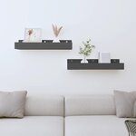 vidaXL Étagères murales 2 Pièces Gris 50x12x9 cm Bois de pin massif