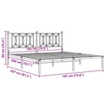 vidaXL Cadre de lit métal sans matelas et tête de lit noir 180x200 cm