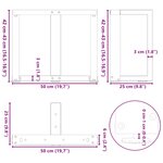 vidaXL Pieds de table basse en T  2 pièces  blanc  50 x 25 x (42-43) cm  acier