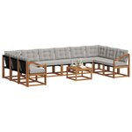 vidaXL Ensemble de canapés d'extérieur 11 Pièces Gris Naturel et Clair