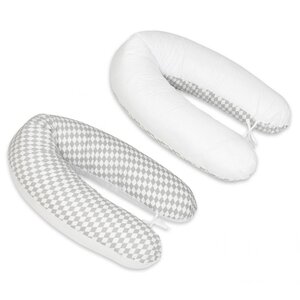 Coussin maternité pre/post natal usages multiples Losanges gris et blancs blanc