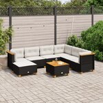 vidaXL Salon de jardin 8 Pièces avec coussins noir résine tressée