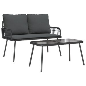 vidaXL Ensemble de salle à manger jardin avec coussins en poly rattan noir