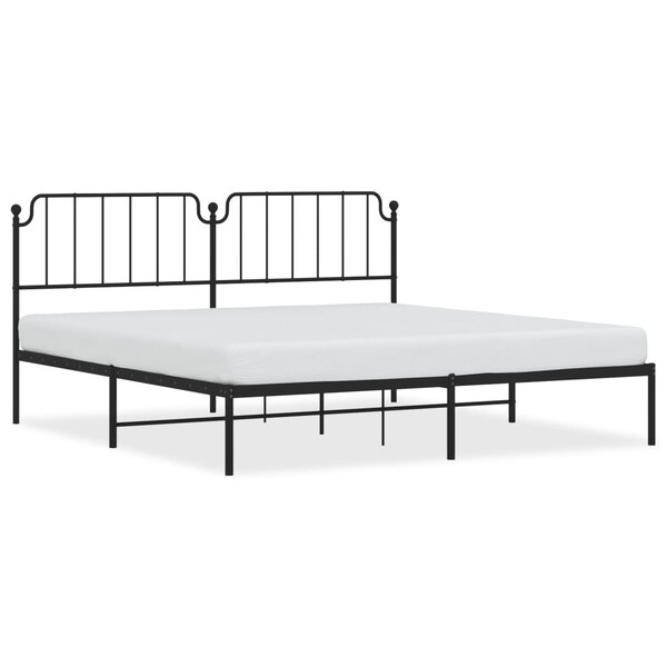 vidaXL Cadre de lit métal sans matelas avec tête de lit noir 200x200cm