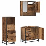 vidaXL Ensemble de mobilier de salle de bain 3 Pièces Bois Ancien