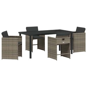 vidaXL Ensemble de salle à manger pour jardin 5 Pièces Gris polyrotin