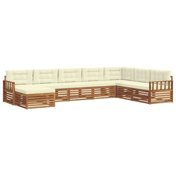 vidaXL Ensemble de canapés d'extérieur 8 pc Naturel et Crème