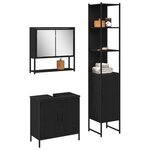 vidaXL Ensemble de mobilier de salle de bain avec étagère 3 Pièces Noir