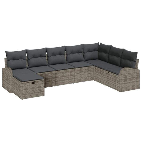 vidaXL Ensemble de Canapés avec coussin avec stockage Gris polyrotin