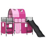 vidaXL Lit mezzanine pour enfants Noir et rose 90 x 190 cm Métал
