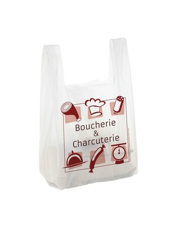 (lot  de 500) sac bretelle 50 µ liassé impression métier boucherie & charcuterie