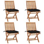 vidaXL Chaises pliables de jardin avec coussins lot de 4 Teck solide
