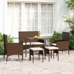 vidaXL Salon de jardin 6 Pièces avec coussins Marron Résine tressée
