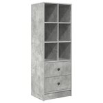 Bureau vidaXL avec rangement Gris béton Bois d'ingénierie